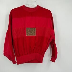 Vintage Dinosaur Sportswear Womens Pullover Top Size S Red 80s Long Sleeve